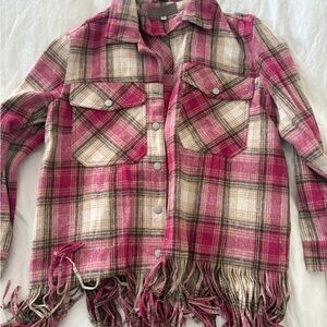 Blank NYC Pink and Brown Plaid Jacket
